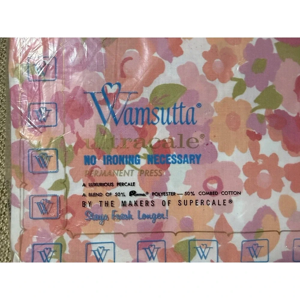 Wamsutta Petite Jardin Sheet Pink Double Full Floral Vtg Mod Flower Power RARE‎
